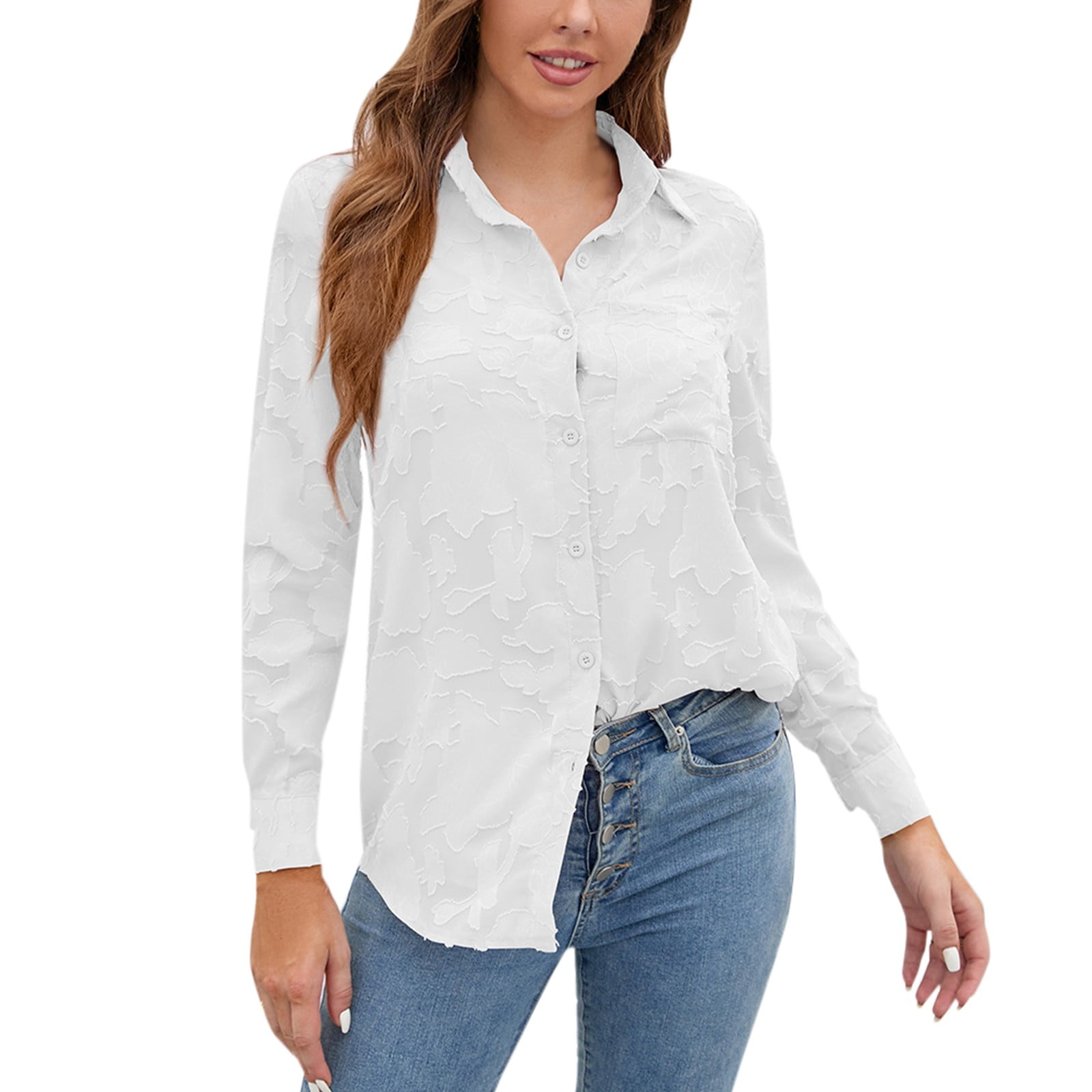 SUNNOW Women's White Y-Neck Slim Fit Short Sleeve Blouse - Office & Casual Tailored Top