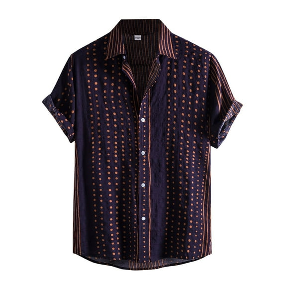 fvwitlyh Sparkly Shirt Mens Casual Hawaiian Shirt Floral Short Sleeve Button Down Beach Shirts for Men Navy 3X-Large