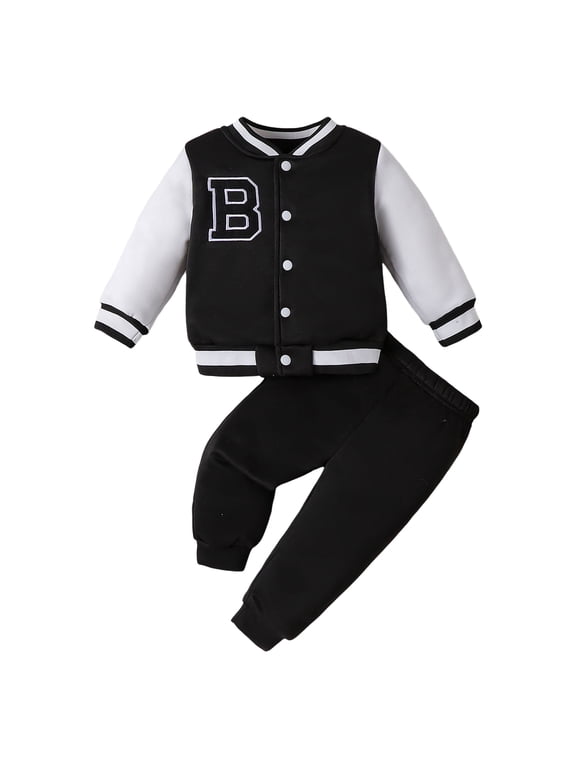 Suit for Baby Boy Baby Boy Clothes Newborn Infant Boy Outfits Romper Pants 2Pcs Clothing Set for 0 3 6 9 12 18 Month Boys(Black,12-18 Months)