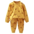 thumbnail image 1 of Akiihool Toddler Boy Dressy Outfit Baby Boy Waffle Knit Set Newborn Long Sleeve Letters Embroidered Romper Pants Infant 2 Piece Fall Winter Clothes(Yellow,2-3 Years), 1 of 7