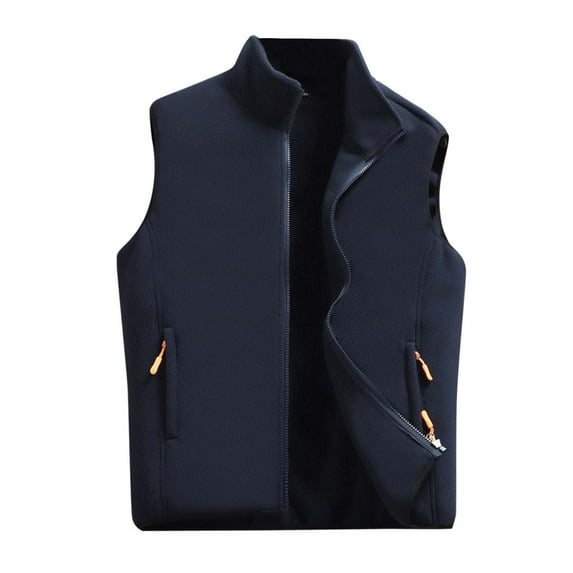 fvwitlyh Vest For Men Coat Wool Hooded Male Casual Solid Plush Vest Coat Stand Collar Coat Sleeveless Zipper Mens Small Fall Jacket Mens Vest