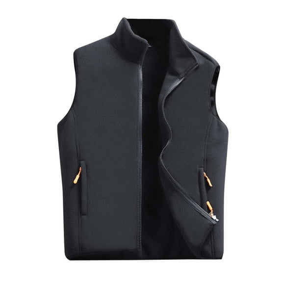 fvwitlyh Vest For Men Coat Wool Hooded Male Casual Solid Plush Vest Coat Stand Collar Coat Sleeveless Zipper Mens Small Fall Jacket Mens Vest