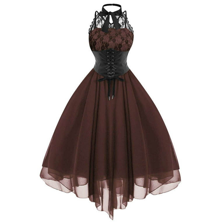 fvwitlyh Wedding Dresses for Bride Women s Black Goth Dresses Vintage Fit and Flare Skater Dress Walmart