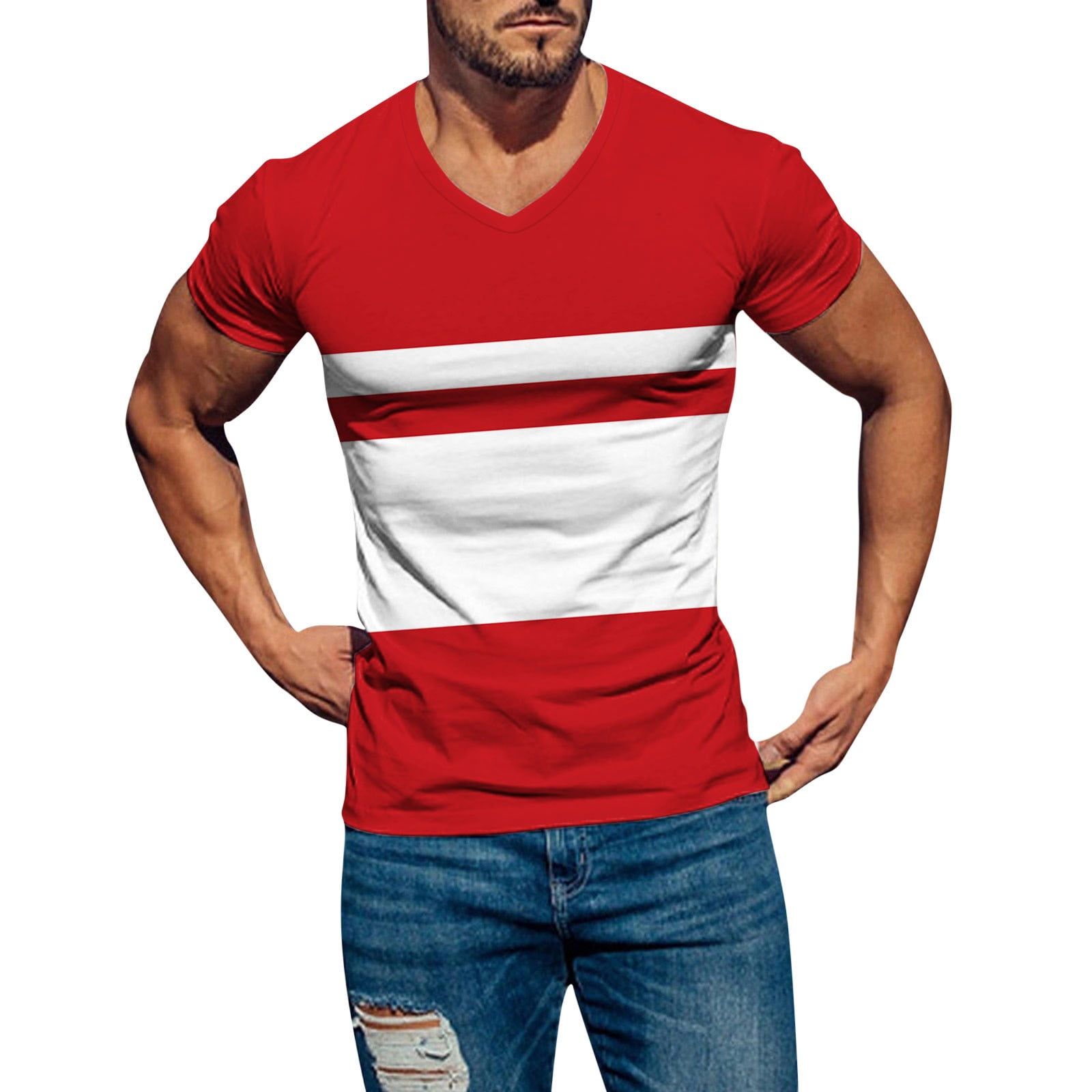 fvwitlyh White V Neck T Shirts Mens Men's V-Neck T-Shirts Red 3X-Large ...