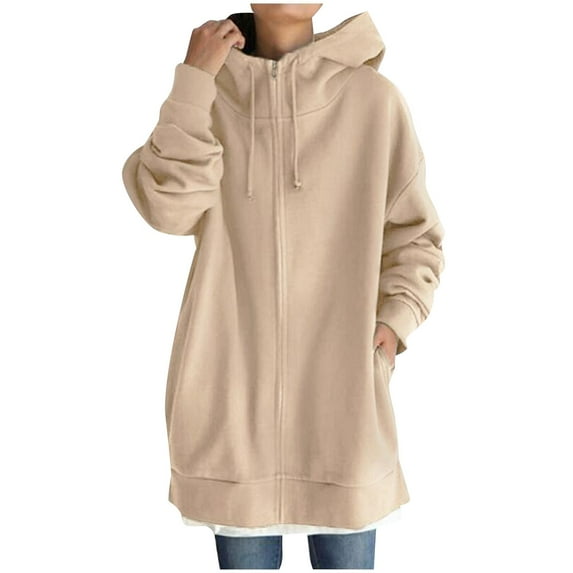 fvwitlyh Women's Poncho Cape Snuggly Hooded Wearable Blanket Womens Solid Color Street Hooded Long Zipper Sweatshirt With Fleece Zippered Hooded Longline Fleece Lined Streetwear Pullover Jacket