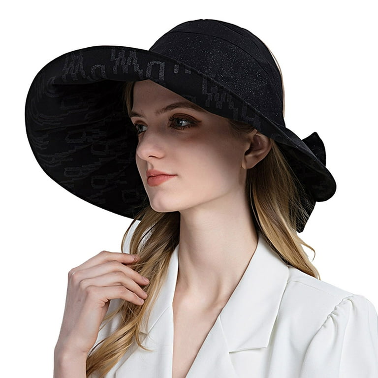 fvwitlyh Womens Artist Hat Women Sun Hat Wide Brim Beach Hat Double Side  Wear Ponytail Summer Hats Retard Hat