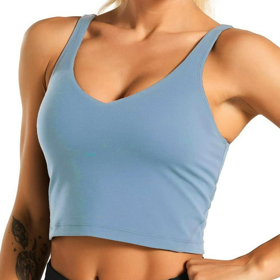 fvwitlyh Womens Sports Bras Longline Wirefree Padded Workout Tank Tops for Women
