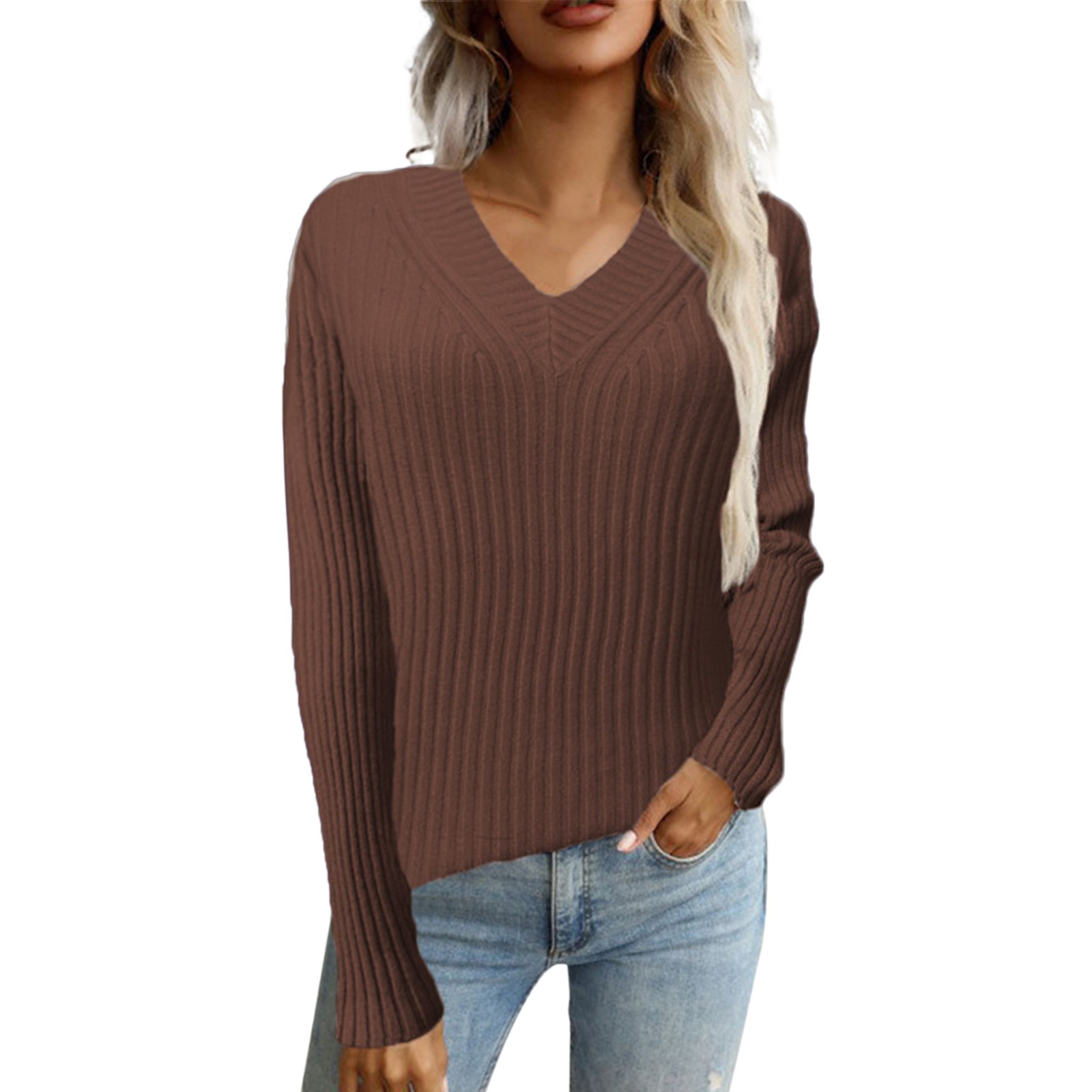fvwitlyh Womens Sweaters Fall 2022 Women s Alice Crewneck Back Slit Ribbed Pullover Sweater Walmart