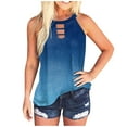 thumbnail image 1 of fvwitlyh Y2K Tank Top Women's Crew Neck Racerback Knit Ribbed Basic Sleeveless Crop Tank Tops Blue XX-Large, 1 of 2
