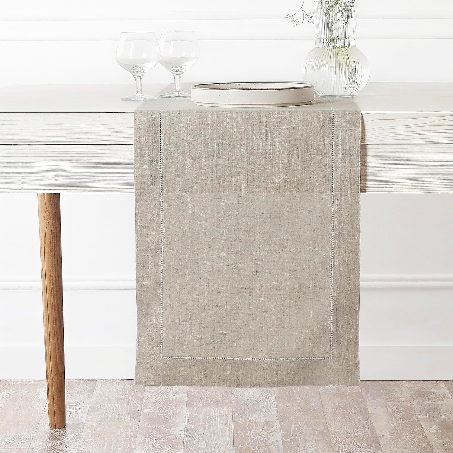 fycvghbn D'Moksha Homes Linen Table Runner 14 x 48 Inch - 100% Pure ...