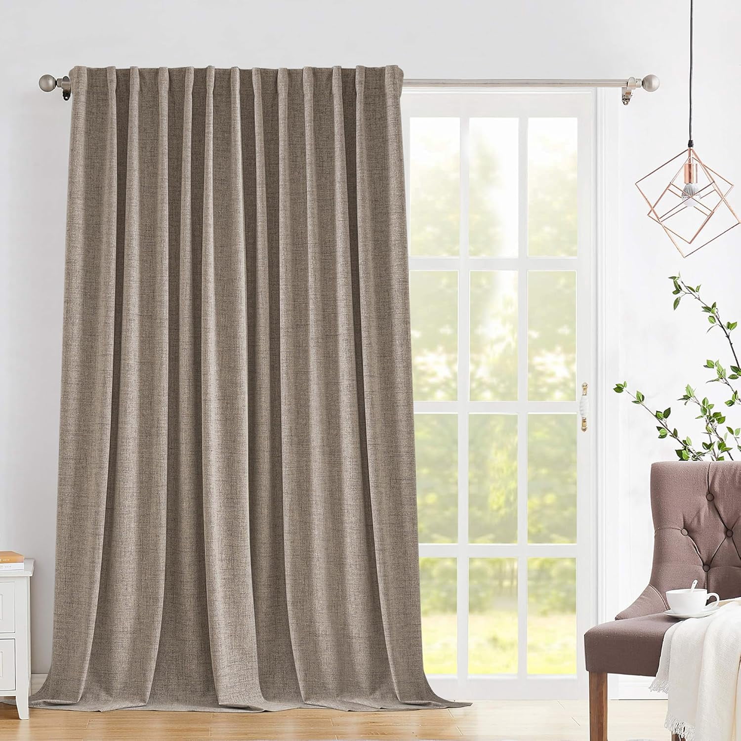 fyigbion 100% Blackout Curtains 84 Inches Length Long Faux DXQPIOA