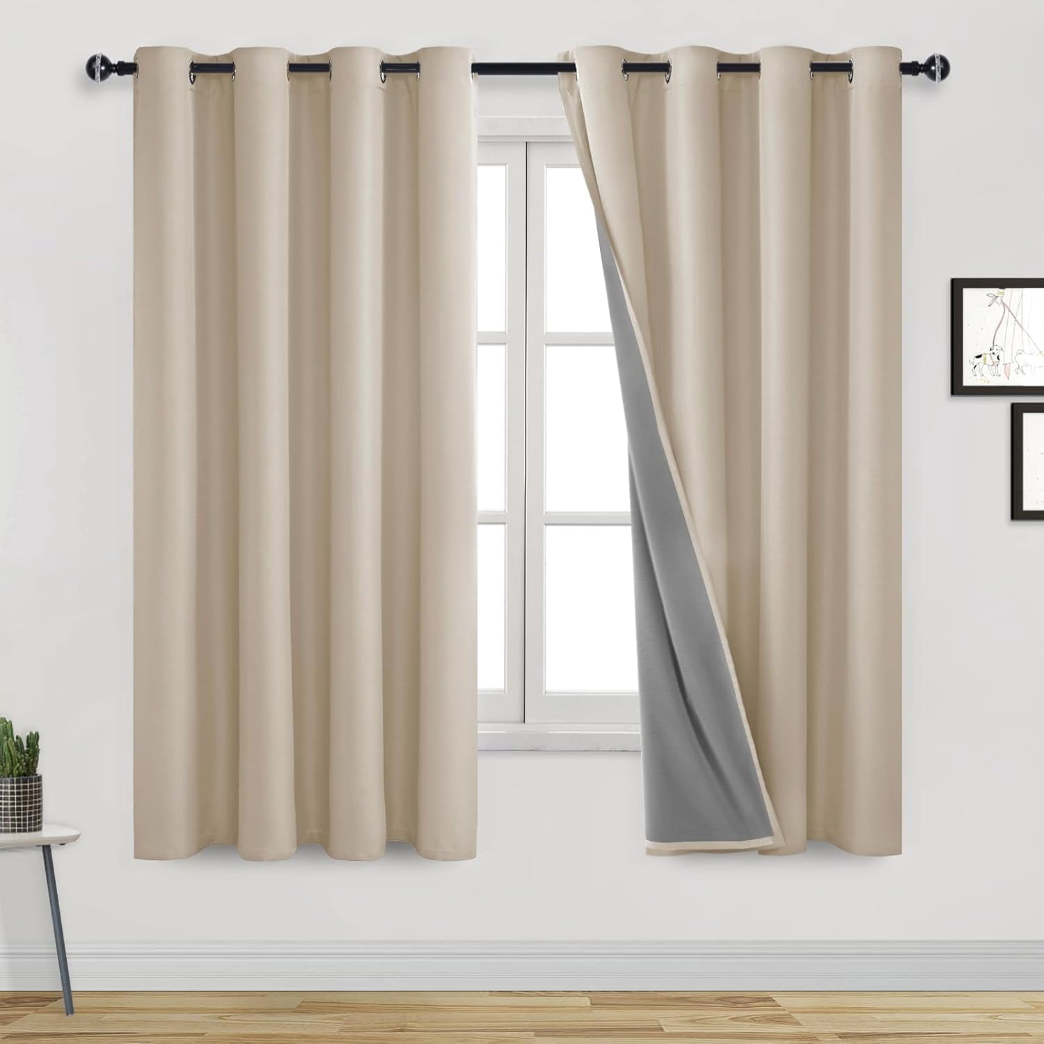 fyigbion 100% Blackout Curtains 95 Inch Long 2 Panel Sets for Sun