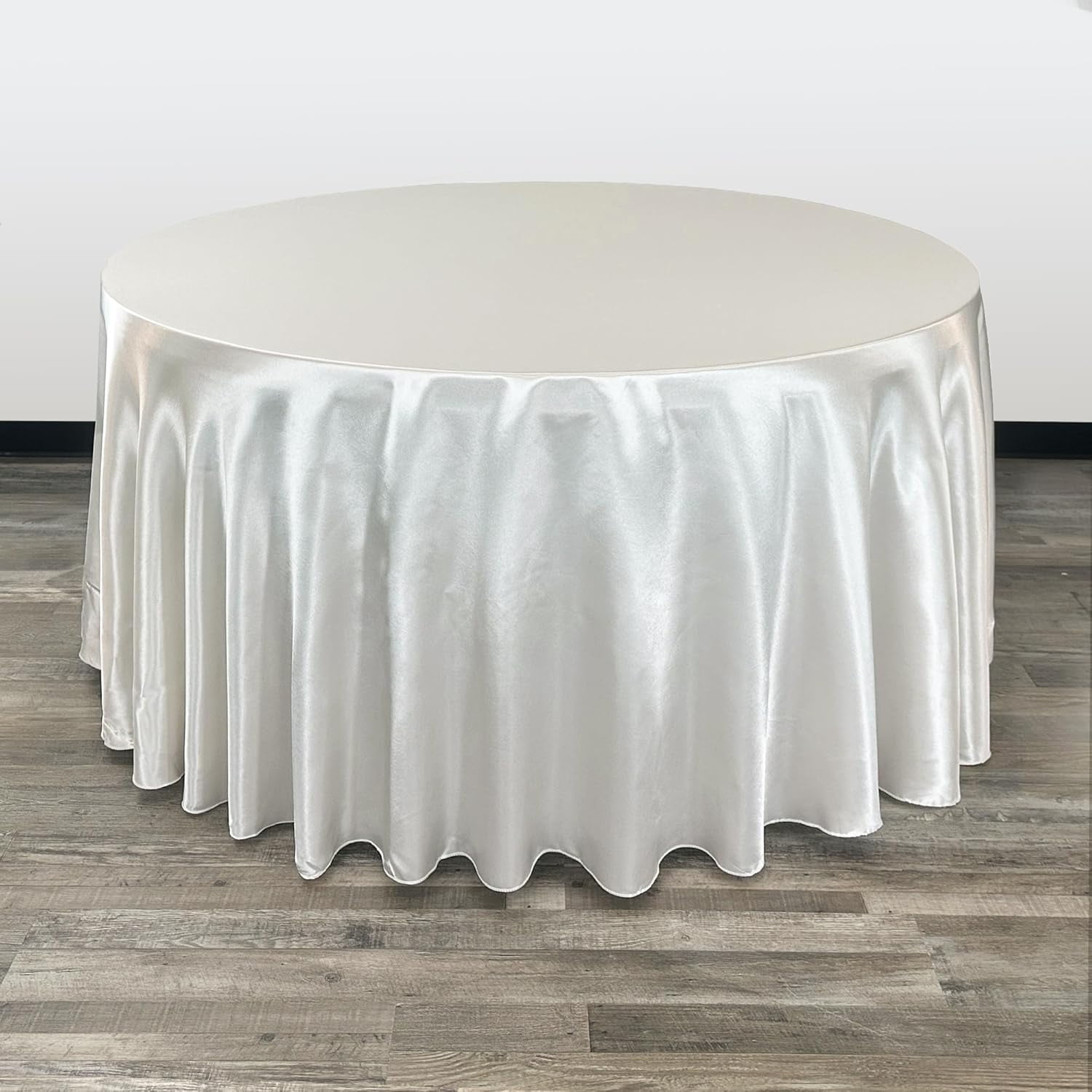 fyigbion - 120 inch Round Satin Tablecloth Royal Blue/White Polka Dot ...