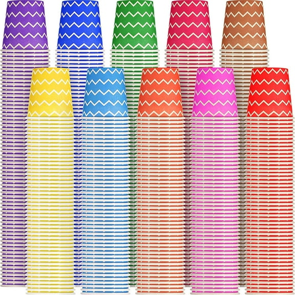 g 1000 Pieces 5oz Paper Cups, Strip Multicolor Disposable Cups, Cold Beverage Drinking Mini Mouthwash for Parties, Picnic, Travel, Events Barbecues, Coffee, 10 ColorsDisposable cup