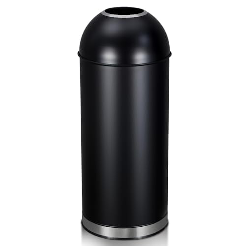 17 gal / 65 L Open Top Trash Can Commercial Grade Heavy Duty Tall Commercial Trash Can Brushed Stainless Steel for Outdoor | Kitchen Waste Bins for Home, Office, Restaurant, Restroom