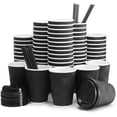 thumbnail image 1 of Insulated Disposable Coffee Cups with Lids and Straws 12 oz 100 Packs - Paper Cups for Hot Beverage Drinks To Go Tea Coffee Home Office Car Coffee Shop Party Black, 1 of 7