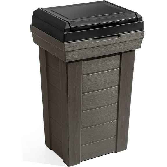 g Lakewood Garbage Container - Dark Cedar - Indoor/Outdoor Refuse Container - Large Capacity Garbage Receptacle - Decorative Trash Can with Lid - Ideal for Patio, Kitchen, Pool Storage and More,Trash