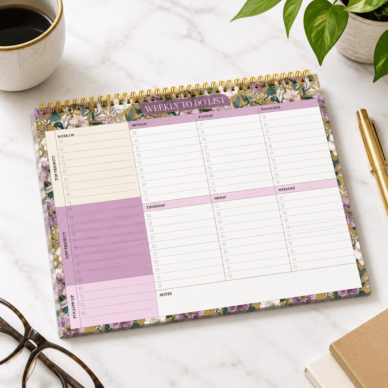 g-Twilight Garden 1 Pack 8.5x11 Inch Undated Weekly To Do List Planner ...