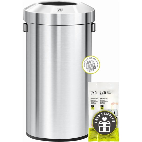 g Urban 24 Gallon Round Stainless Steel Open Top Waste Bin, Tall Commercial Trash Can for Indoor/Outdoor, Extra Large Metal Garbage Bin for Office, Restaurant, Restroom, 90L,Trash can