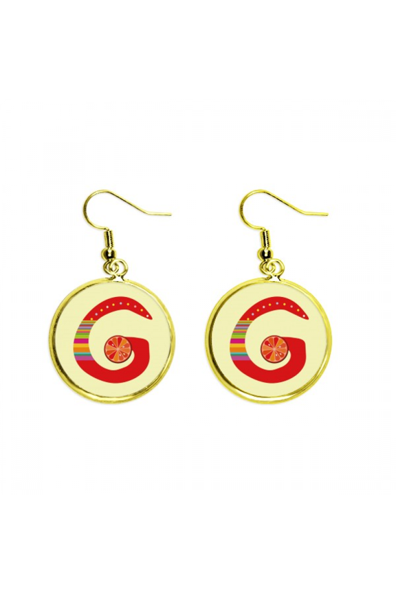 g alphabet orange fruit cute pattern earring dangle en drop earring jewelry woman
