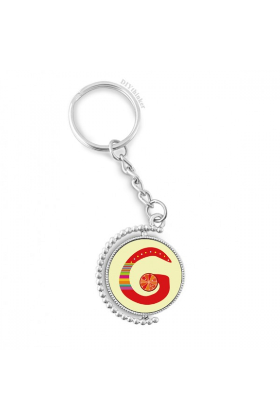 g alphabet orange fruit cute pattern rotatable keyholder disc accessories chain clip