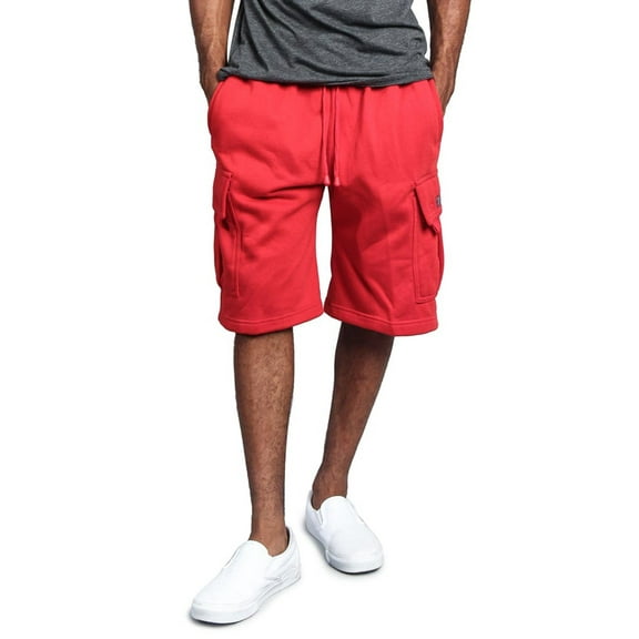 g-style usa men's solid fleece heavyweight cargo shorts fs76 - red - medium