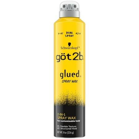 got2b Glued Spray Wax, 2-in-1 Dual Hair Spray Nozzle for Flexible Texture & Hold, 8 oz