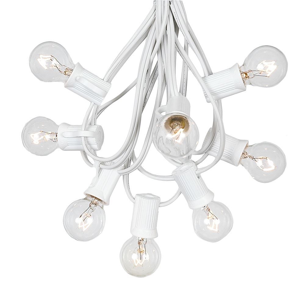g30 patio string lights with 25 clear globe bulbs  outdoor string lights  market bistro caf hanging string lights  patio garden umbrella globe lights - white wire - 25 feet - image 1 of 5