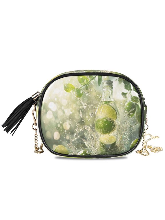 Womens Casual Chain Shoulder Bag Simple style Bottle with Limes and Water Crossbody Bag