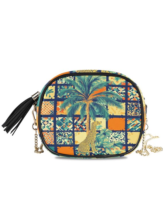 Womens Casual Chain Shoulder Bag Simple style Summer Ceramic Tile Pattern Crossbody Bag