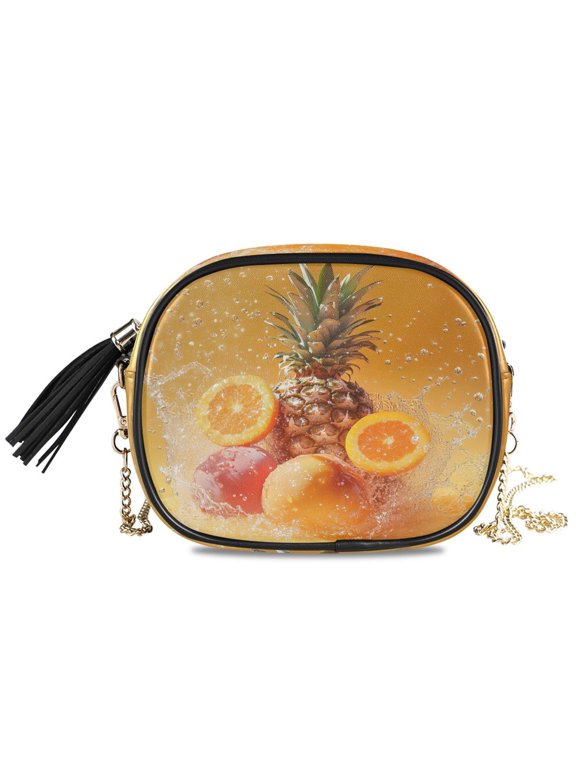 Womens Casual Chain Shoulder Bag Simple style Floating Fruits with Water Splash Crossbody Bag