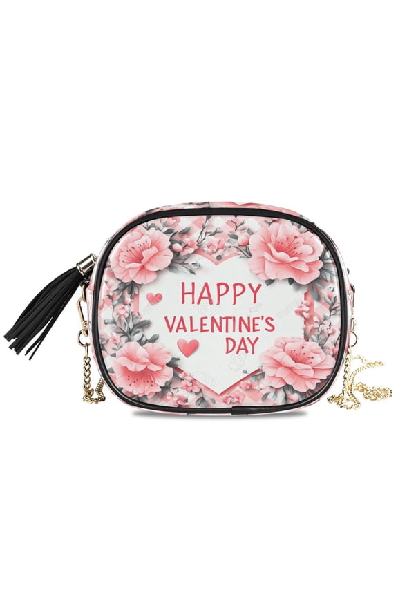 Womens Casual Chain Shoulder Bag Simple style Valentine's Day Floral Card Crossbody Bag