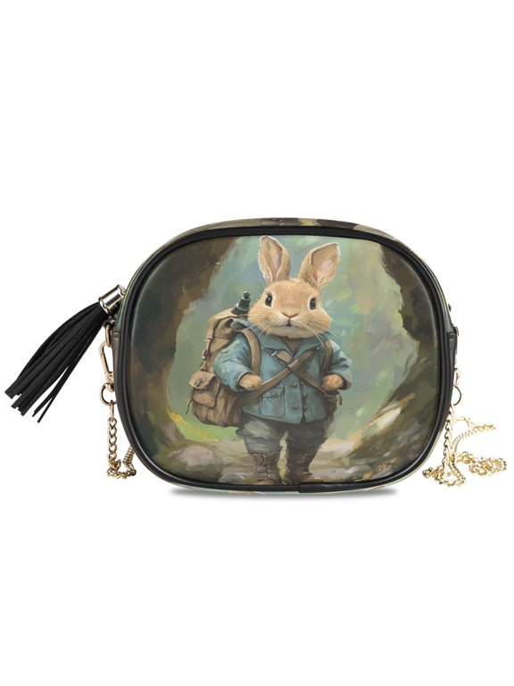 Womens Casual Chain Shoulder Bag Simple style Rabbit Adventures Crossbody Bag
