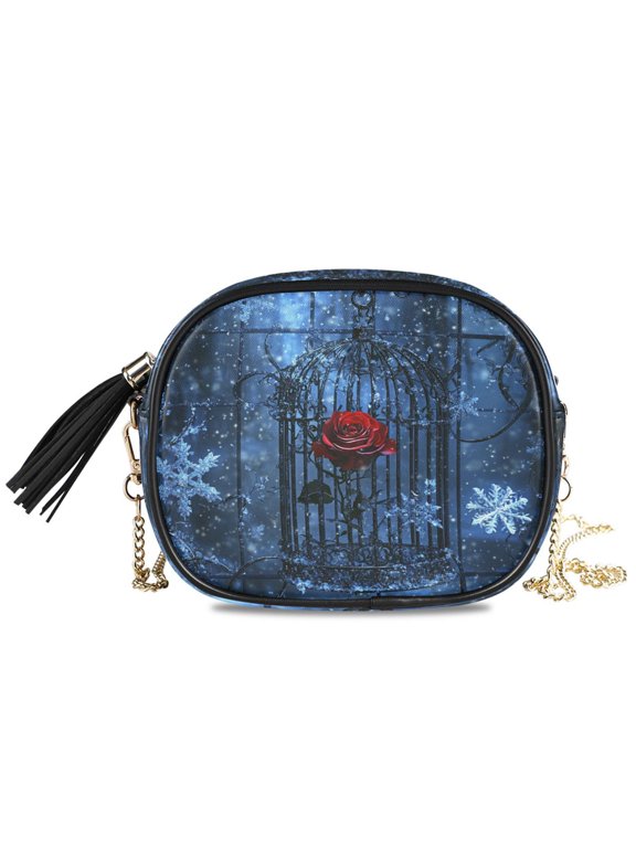 Womens Casual Chain Shoulder Bag Simple style Red Rose Crossbody Bag