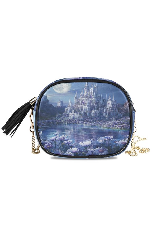 Womens Casual Chain Shoulder Bag Simple style Fantasy Palacel Pattern Crossbody Bag