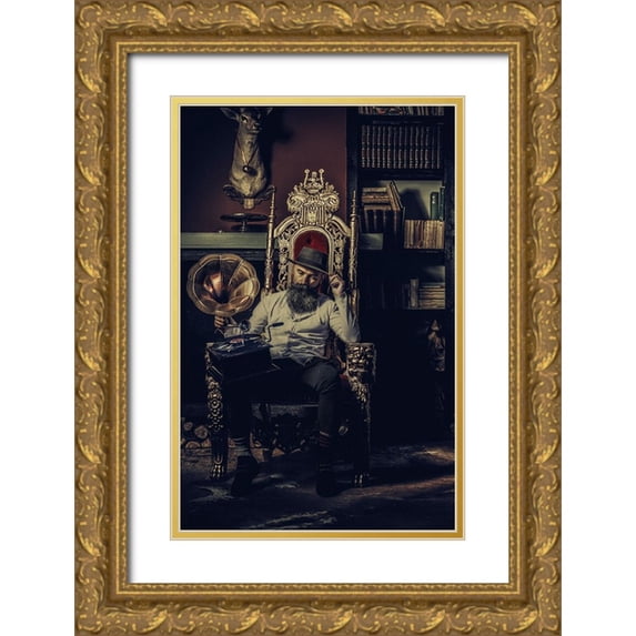 gNo 13x18 Gold Ornate Wood Framed with Double Matting Museum Art Print Titled - Full Of Broken Thoughts ....