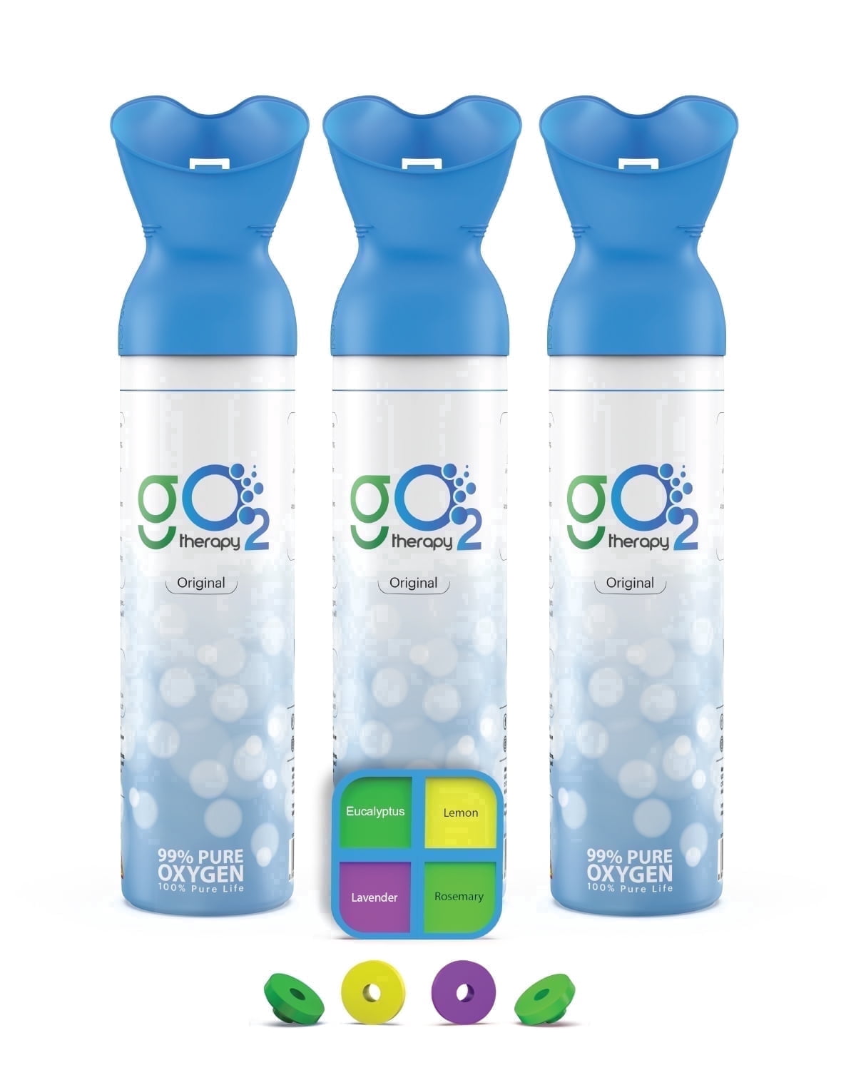 gO2Therapy Up to 1350 Inhalations (3 pack) Portable Oxygen Canister with 4 Fragrance