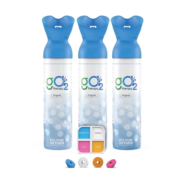 gO2Therapy Up to 1350 Inhalations (3 pack) Portable Oxygen Canister with 4 Fragrance