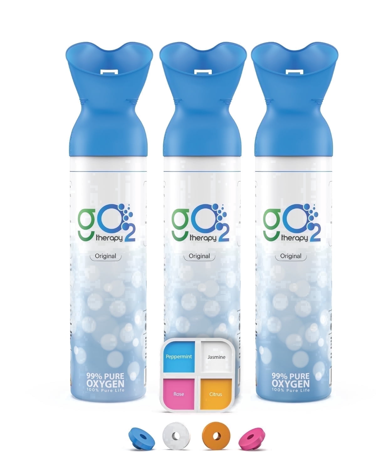 gO2Therapy Up to 1350 Inhalations (3 pack) Portable Oxygen Canister with 4 Fragrance