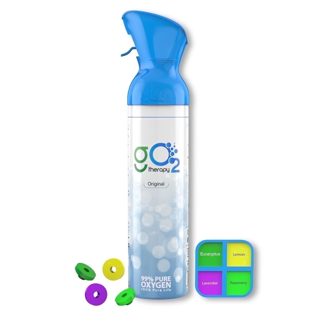 gO2Therapy Up to 450 Inhalations, 12L| Portable Oxygen Canister with 4 Fragrances
