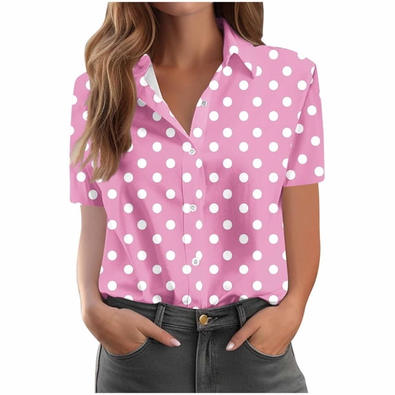 gakvbuo Summer Button-Up Shirts for women Button Down Tops Women'S Casual Short Sleeve Pocket Button Top Blouse T-Shirt
