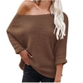 thumbnail image 1 of gakvbuo 2023 Fall Winter Women'S Off Shoulder Sweaters Batwing 3/4 Sleeve Casual Loose Fit Solid Knit Pullover Jumper, 1 of 6