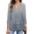 thumbnail image 1 of gakvbuo 3/4 Length Sleeve Shirts Womens Tops Collared V Neck Casual Plus Size Tunic Tops To Wear With Leggings Loose Shirt Work Business Blouses For Women, 1 of 6