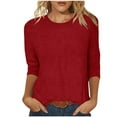 thumbnail image 1 of gakvbuo 3/4 Sleeve Shirts For Women Tops Round Neck Loose Pullover Tunic Tops Casual T-Shirts Round Neck Cute Basic Tees Blouses, 1 of 7