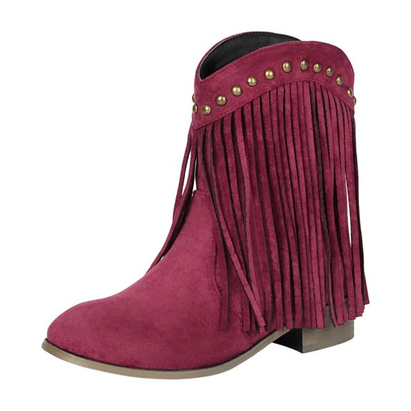 gakvbuo Ankle Boots For Women Ankle Boots Women's Fashionable Casual Versatile Cool Winter Tassel Sleeve Boots Short Boots Thick Heel Ankle Boots