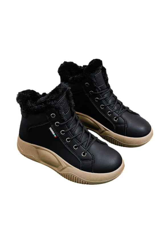 Ankle Boots For Women Women's High Top Thick Sole Boots Thick-Soled Casual Shoes Thermal Lining Sneakers Bootie Ankle Boots Shoes