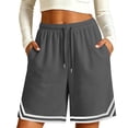 thumbnail image 1 of gakvbuo Athletic Running Shorts for Women's Solid Color Drawstring Plus Size Wide-Leg Shorts with Pocket Knee Length Oututwear Jogging Walkshort, 1 of 8