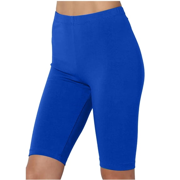 gakvbuo Athletic Running Yoga Short for Women's Solid Color High Waisted Biker Shorts Knee Length Outdoor Jogging Walkshort Plus Size Yoga Pants