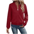 thumbnail image 1 of gakvbuo Baseball Jacket for Womens Zipper Sweatshirt Jacket Long Sleeve Lightweight Jacket Coat, 1 of 7