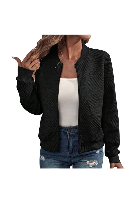Baseball Jacket for Womens Zipper Sweatshirt Jacket Long Sleeve Lightweight Jacket Coat